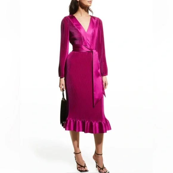 tiered hem midi dress Floral Tiered Midi Dress with Ruffled Cap Sleeves and Contrast Hem Small
